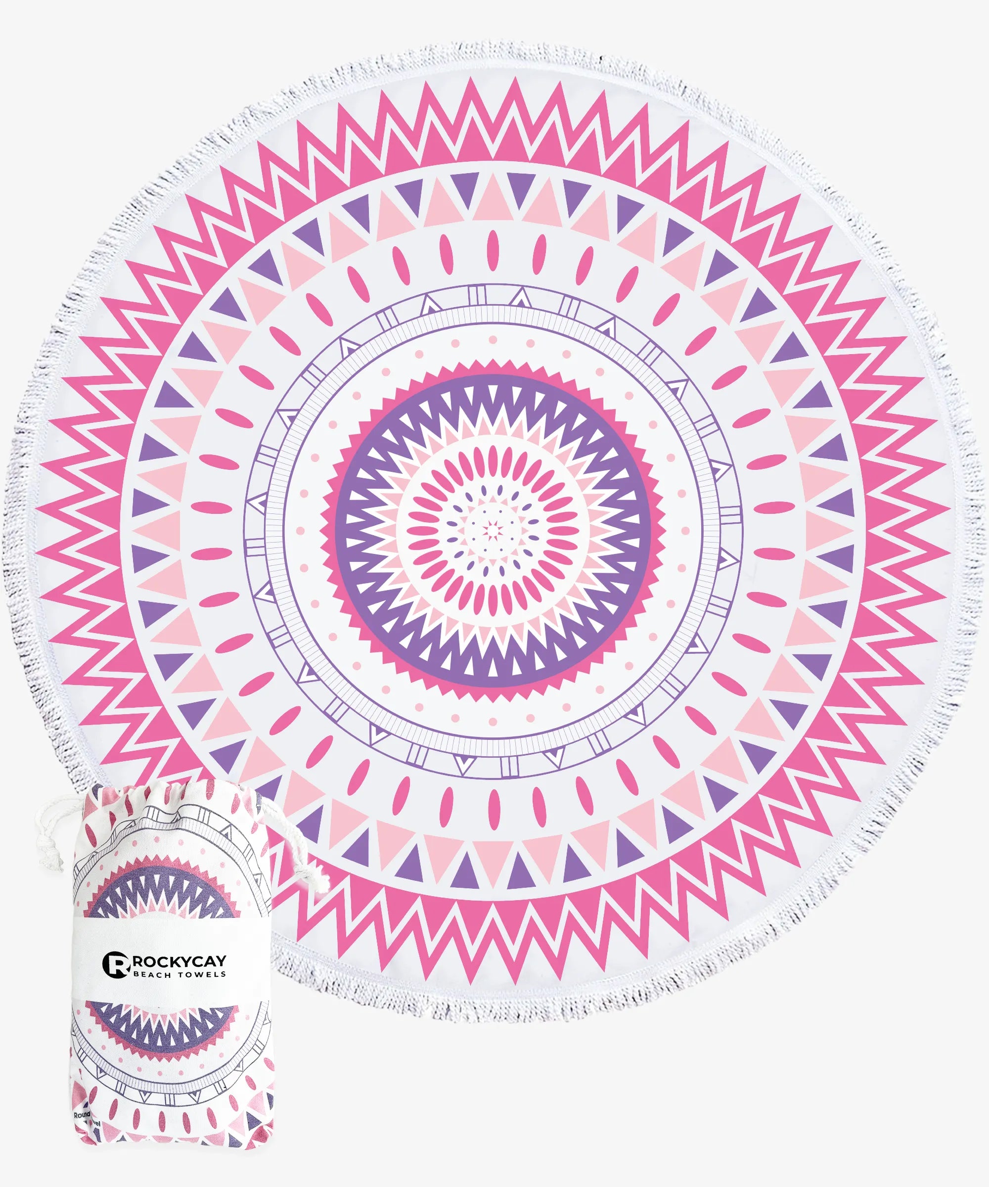 Round Beach Towel - Pink Bahamas