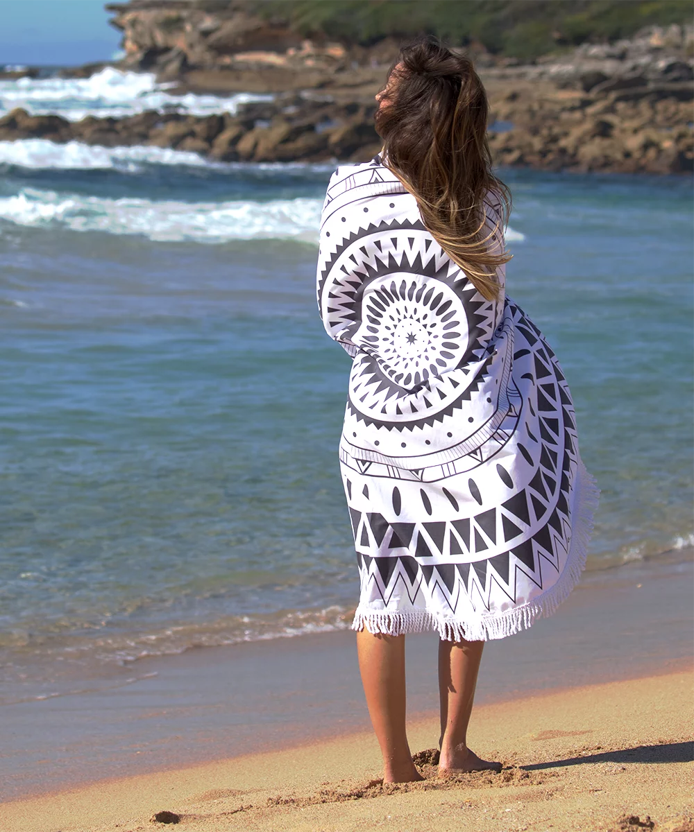 Round Beach Towel - Boheme Black