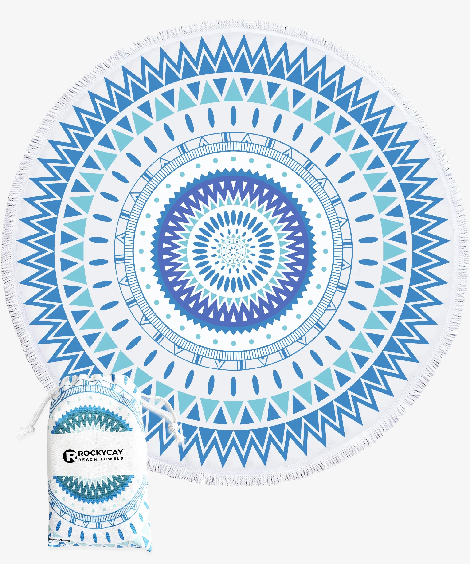 Round Beach Towel - Caribbean Blue