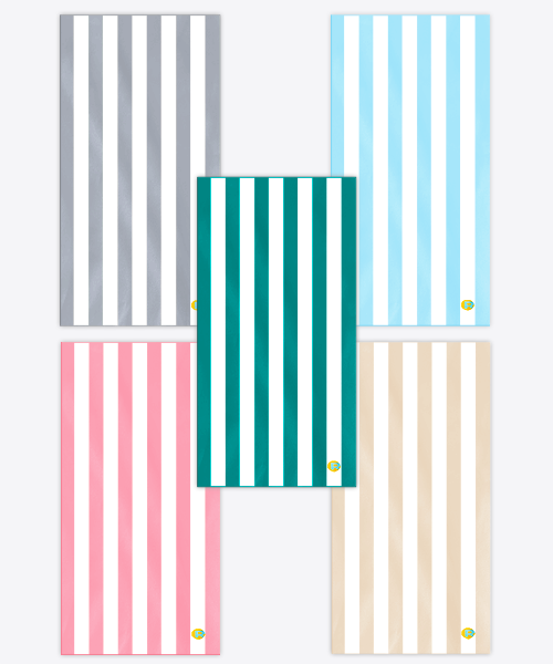 Beach Towel Set of 5: Green, Grey, Sky Blue, Pink, Beige