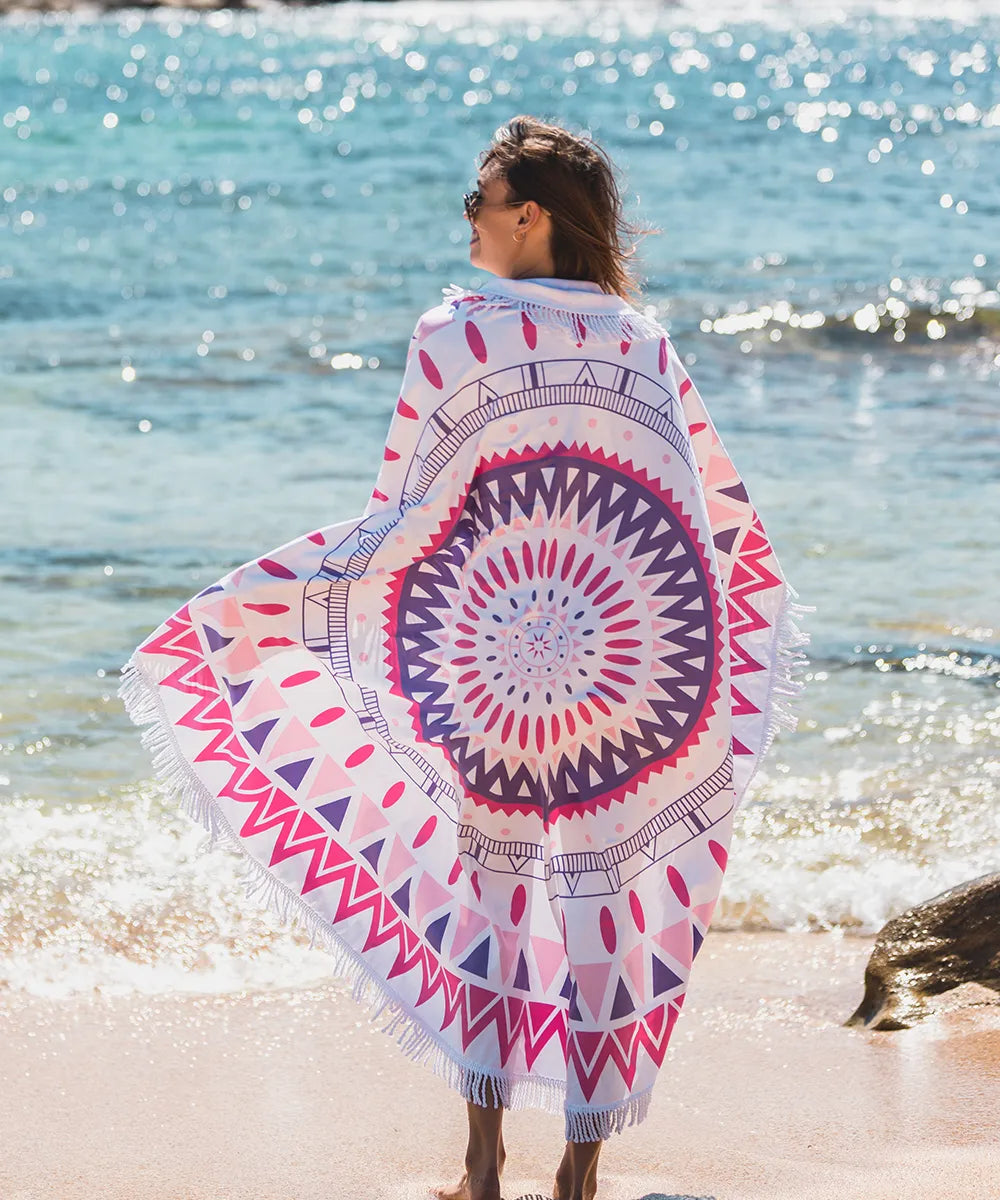 Round Beach Towel - Pink Bahamas