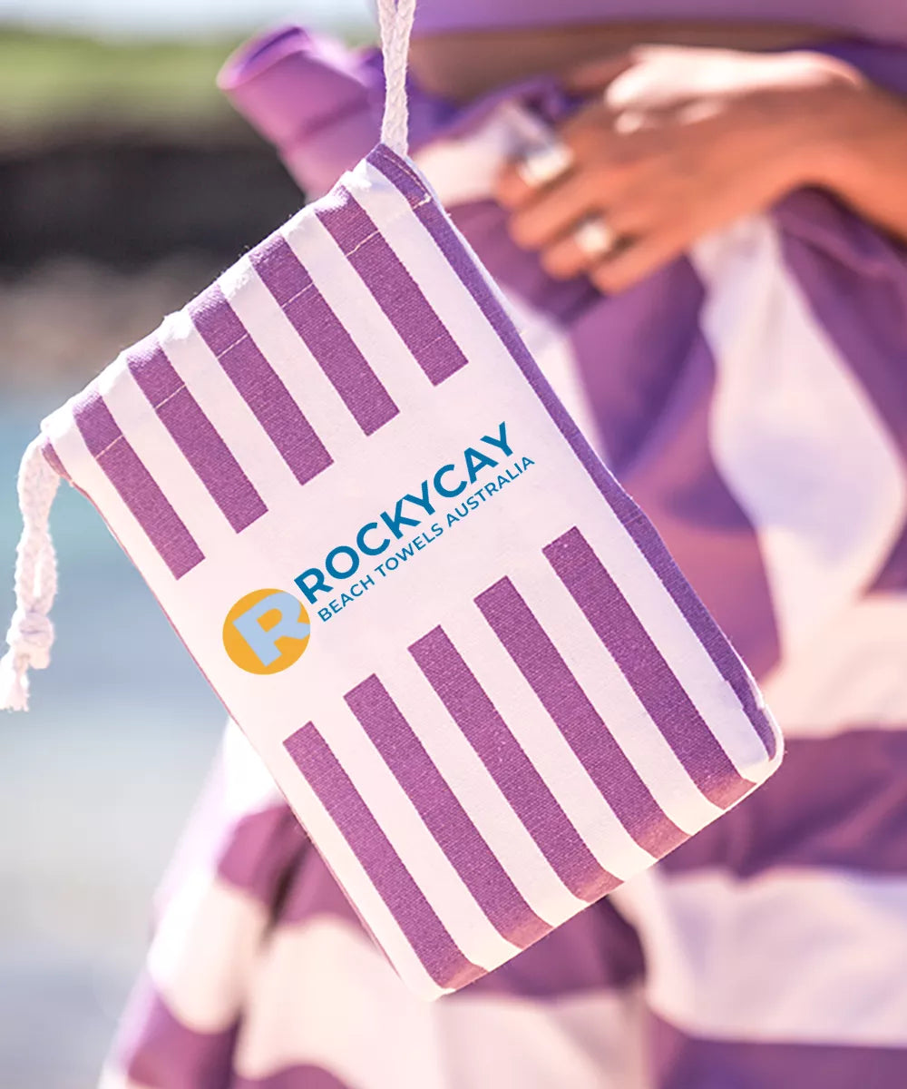 Beach Towel Set: Yellow, Sky Blue, Purple, Grey