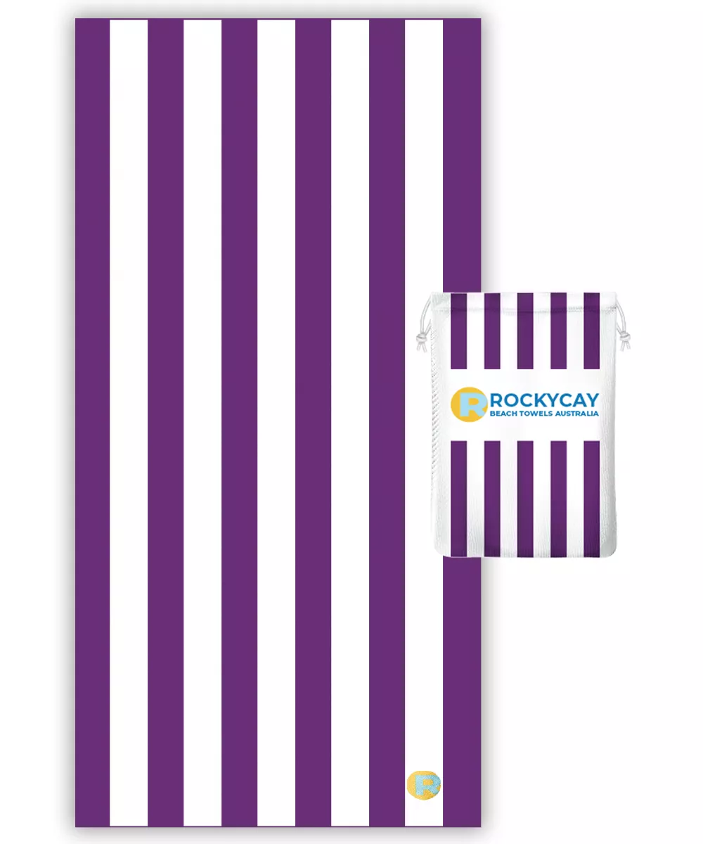Beach Towel Set: Yellow, Sky Blue, Purple, Grey