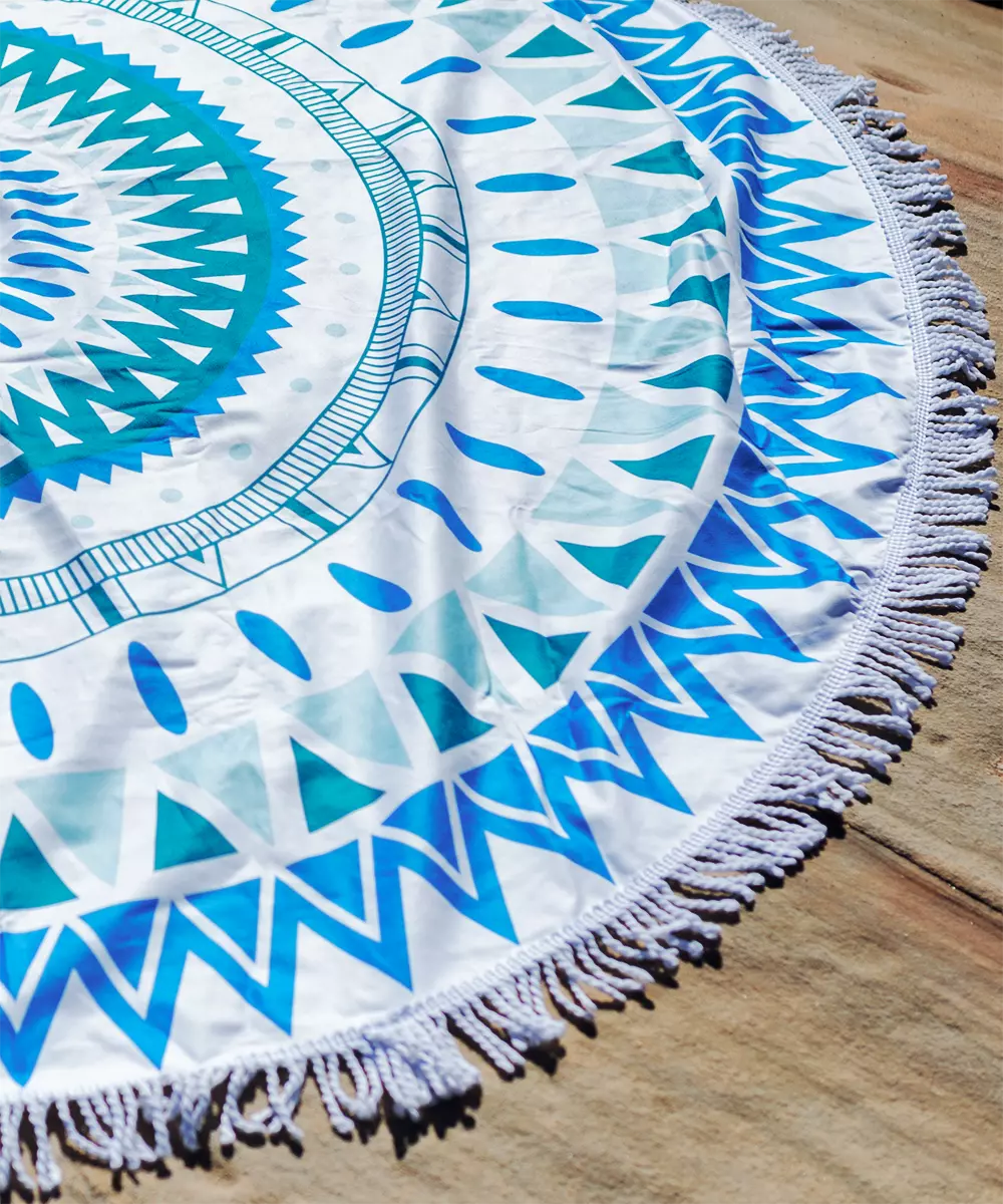 Round Beach Towel - Caribbean Blue