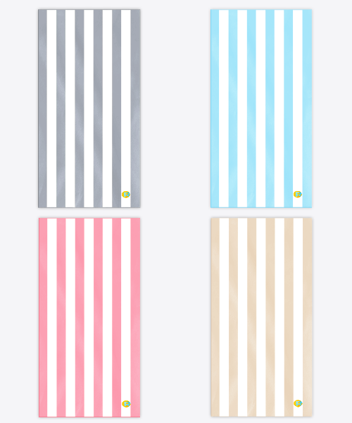 Beach Towel Set of 4: Grey, Sky Blue, Pink, Beige