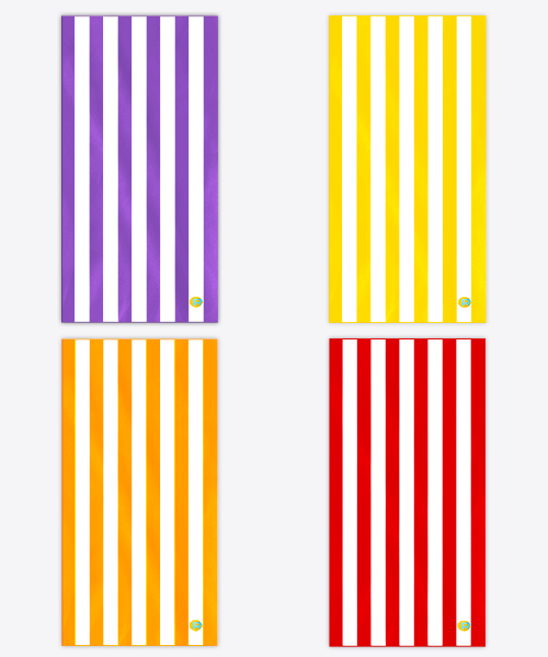 Beach Towel Set of 4: Purple, Yellow, Orange, Red