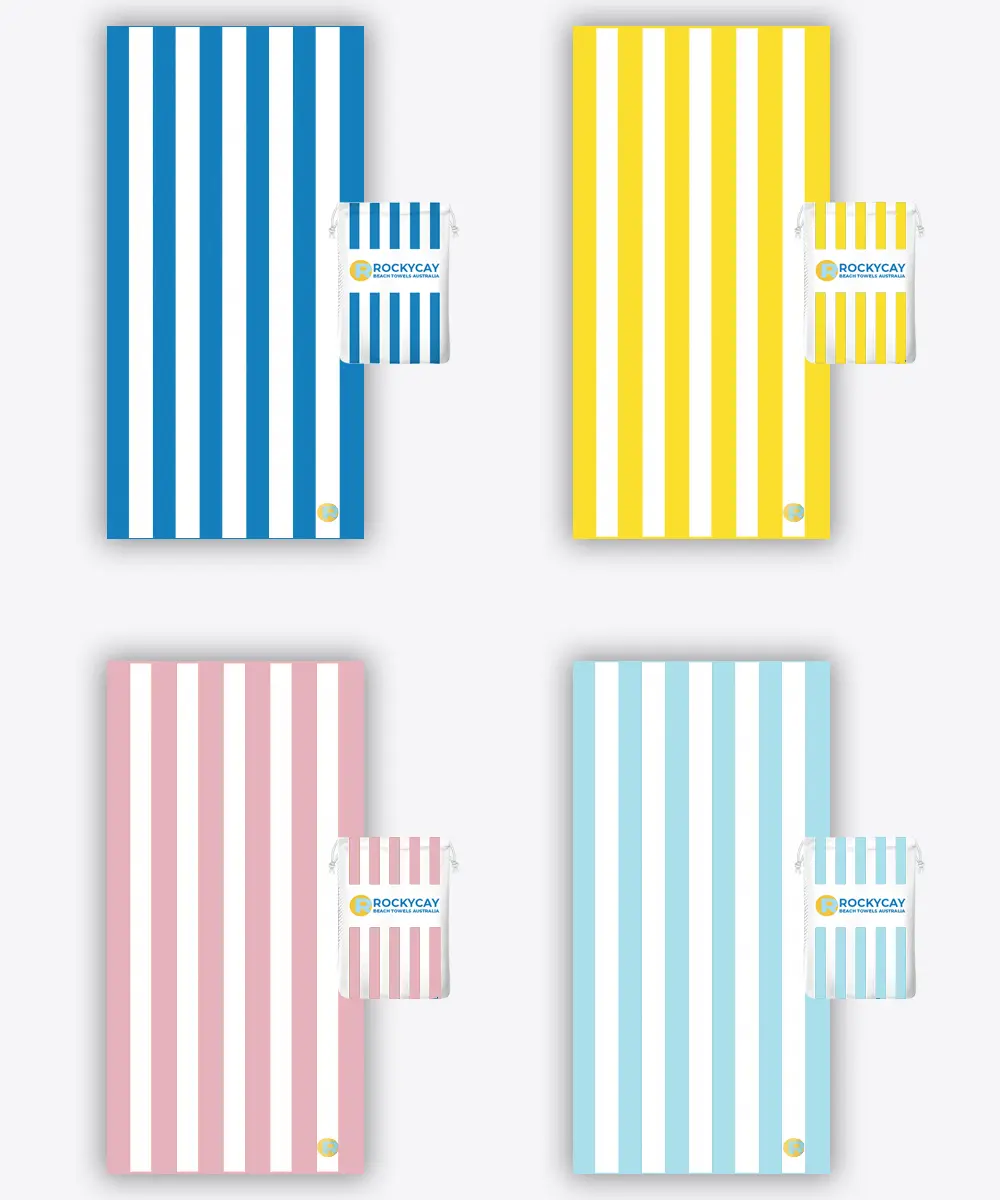 Beach Towel Set of 4: Blue, Yellow, Pink, Sky Blue